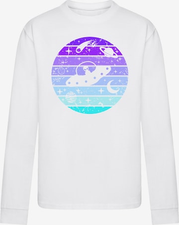 F4NT4STIC Shirt 'Retro Alien Weltraum Sonnenuntergang' in Weiß: Vorderseite