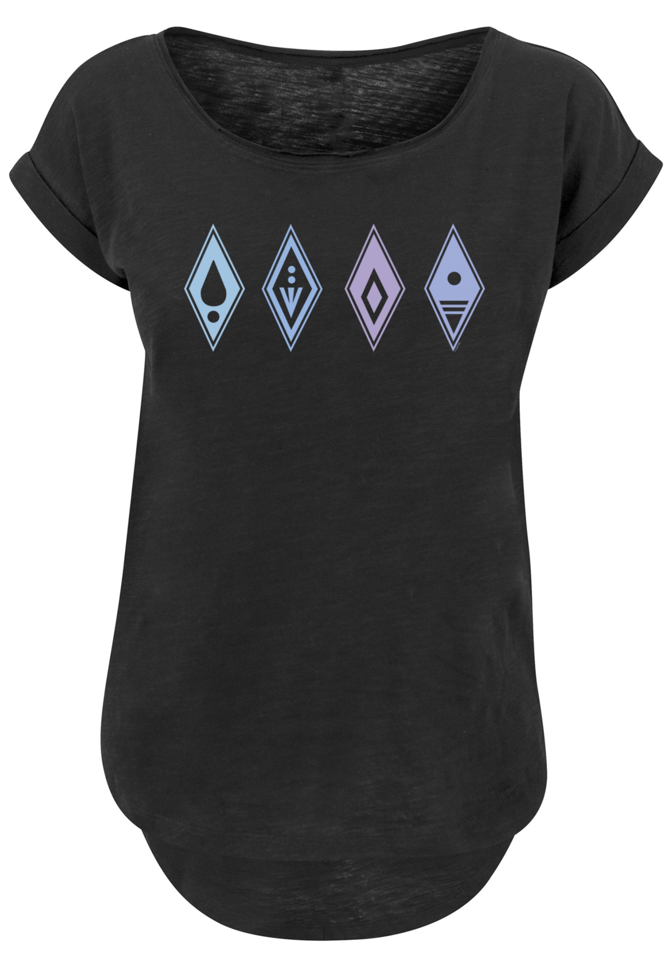 T-shirt 'Disney Frozen 2 Symbols' F4NT4STIC en noir : devant