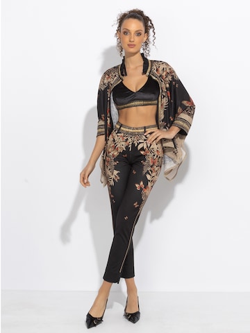 JIORO Regular Trousers 'MIDNIGHT BUTTERFLIES' in Black