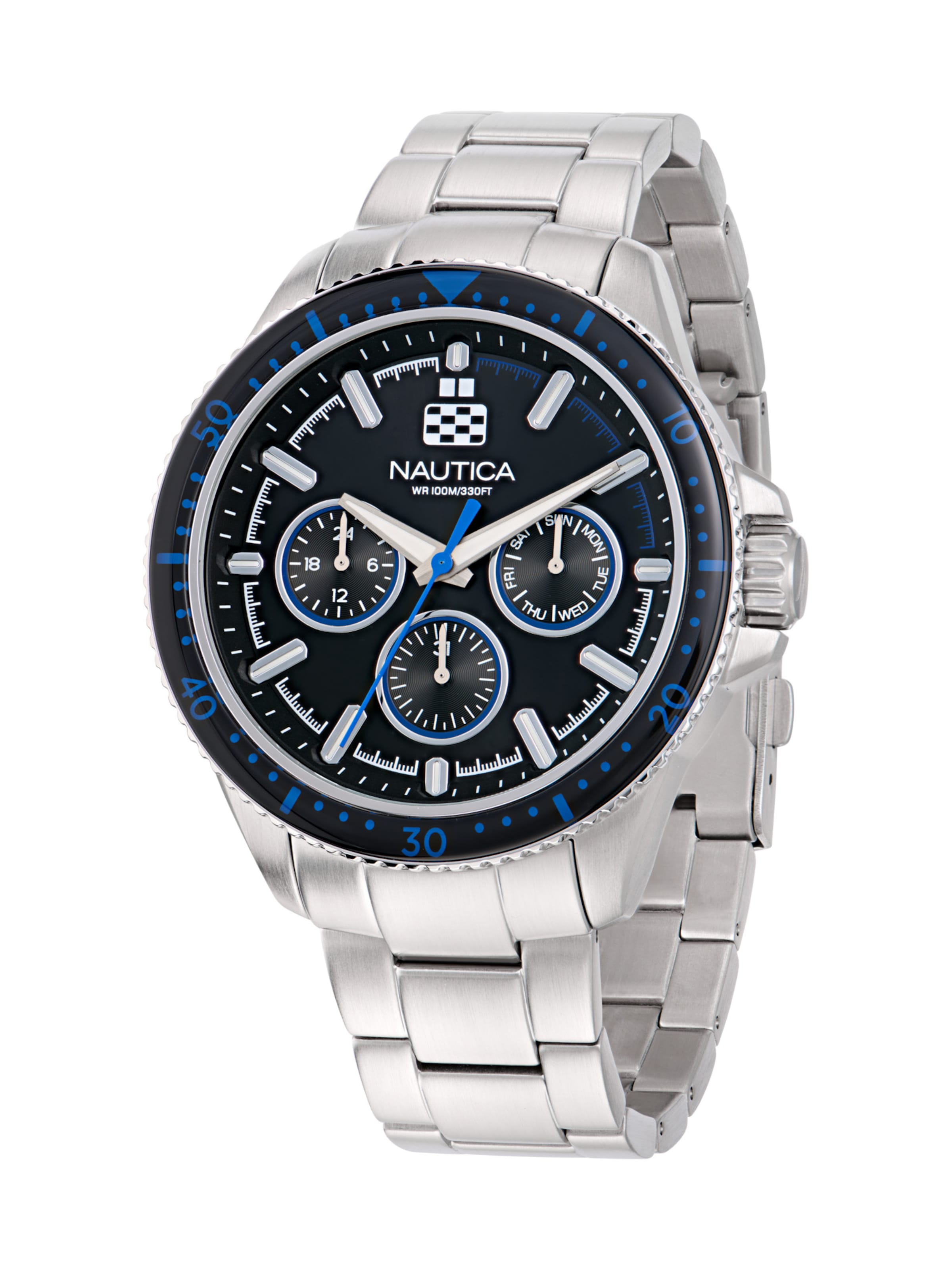 NAUTICA Analogt ur ' NCT WINDROSE ' i sølv: forside