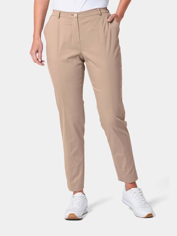 Goldner Regular Pleated Pants 'Anna' in Beige: front