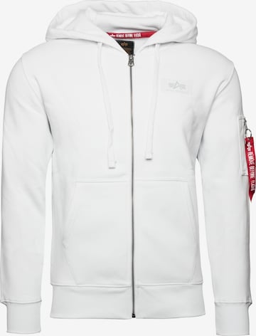 ALPHA INDUSTRIES Zip-Up Hoodie in White: front