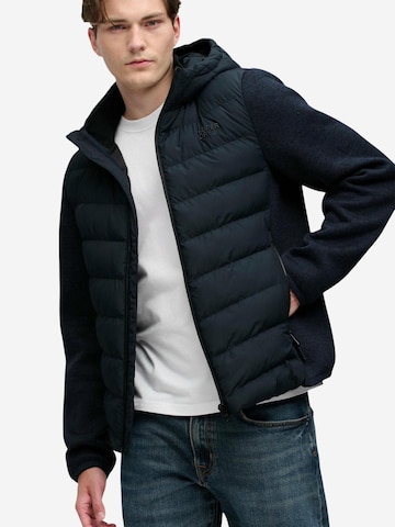 Superdry Winterjas 'Hooded Storm Knit Hybrid Jkt SDM5012530A' in Blauw