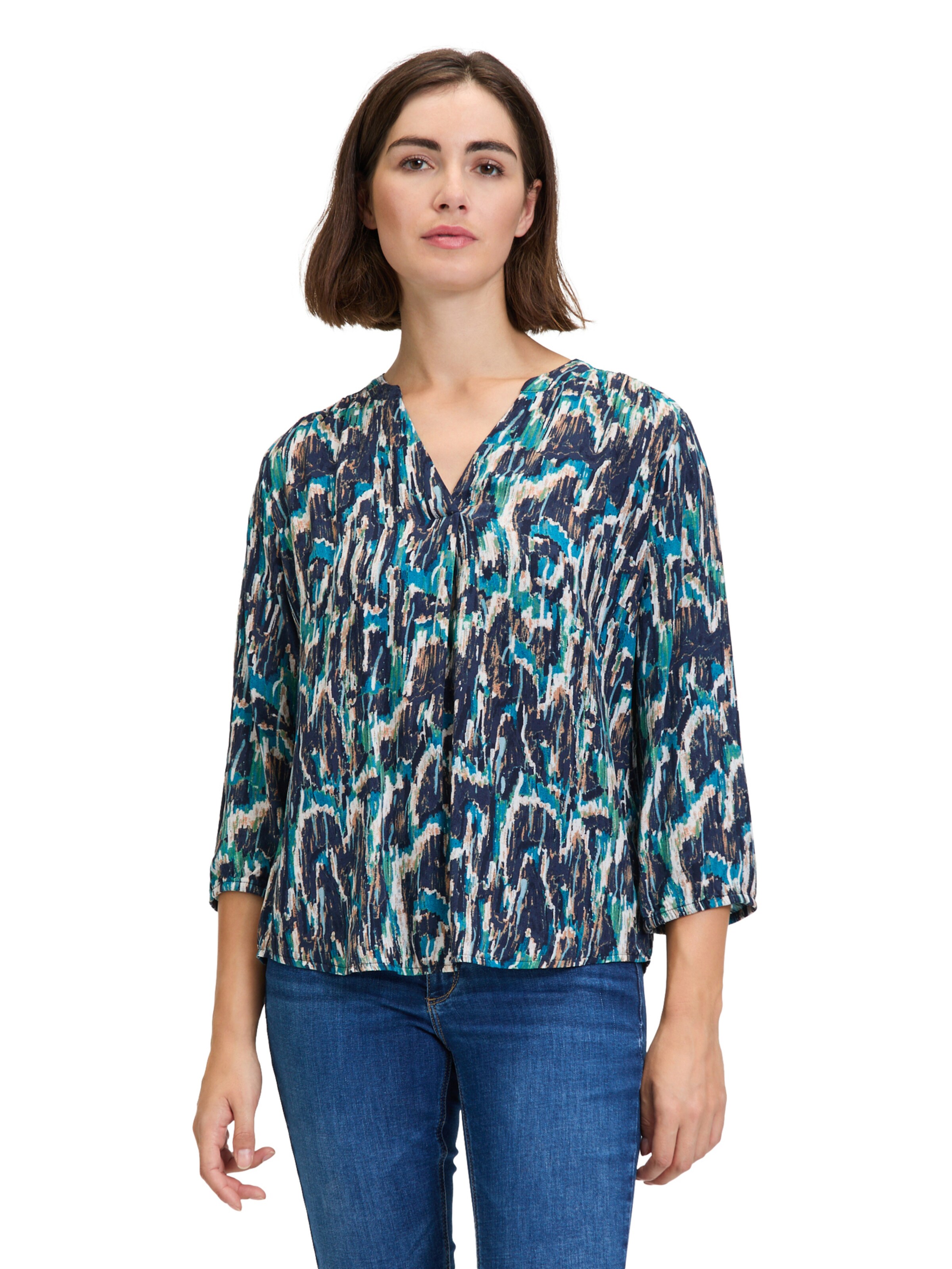Betty & Co Schlupfbluse mit Print in Blau: Vorderseite