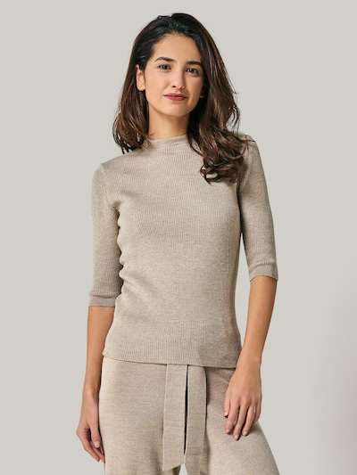 YOU LOOK PERFECT Sweater 'PULLOVER DARIA - Kurzarm Pullover mit Stehkragen' in Taupe, Item view