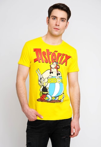 LOGOSHIRT Shirt 'Asterix & Obelix' in Yellow: front
