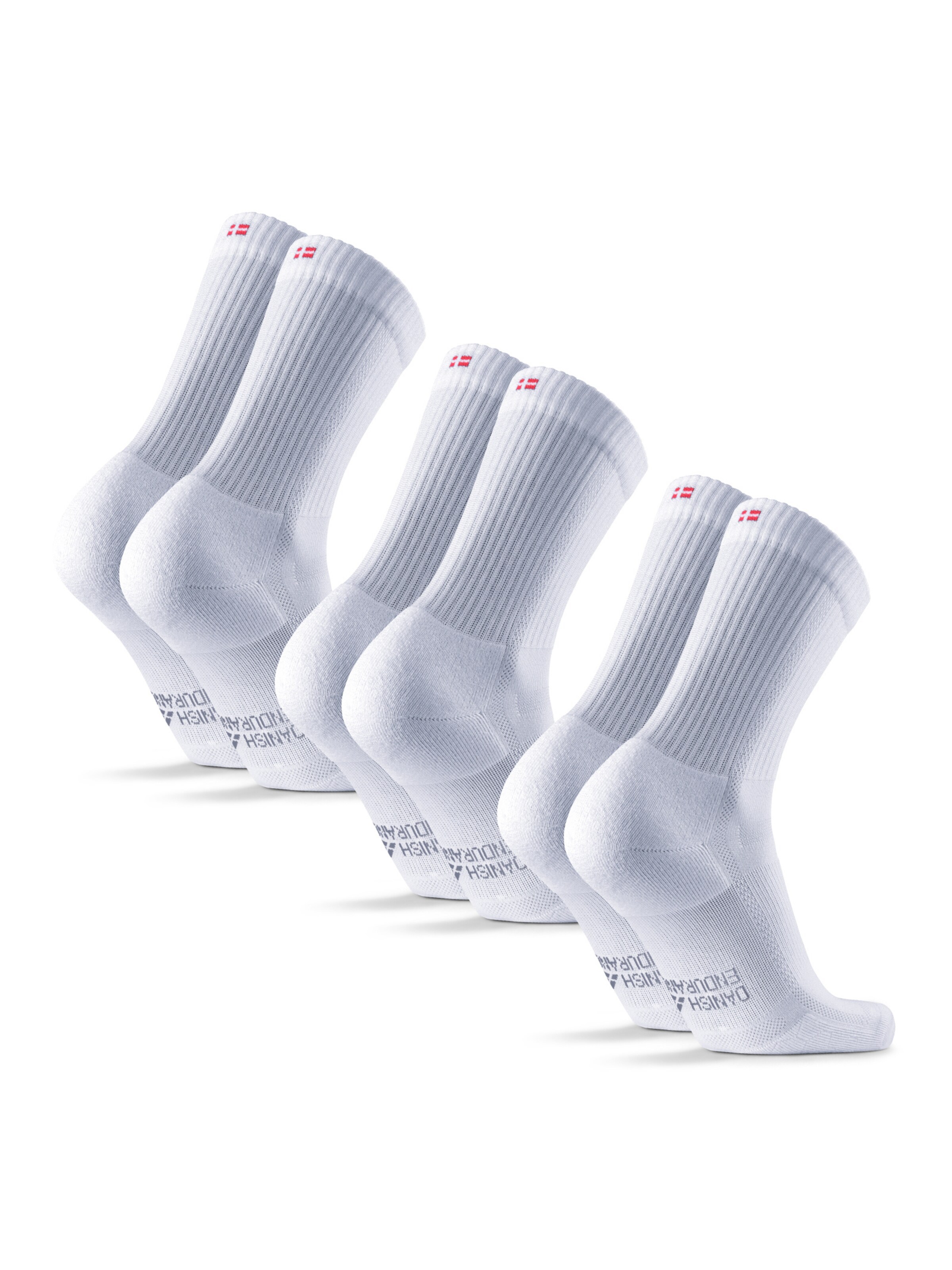 DANISH ENDURANCE Sports socks 'Long Distance Running Crew' in White