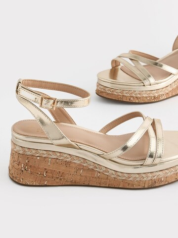 Next Strap Sandals in Gold