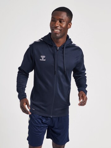 Hummel Athletic Zip-Up Hoodie in Blue: front