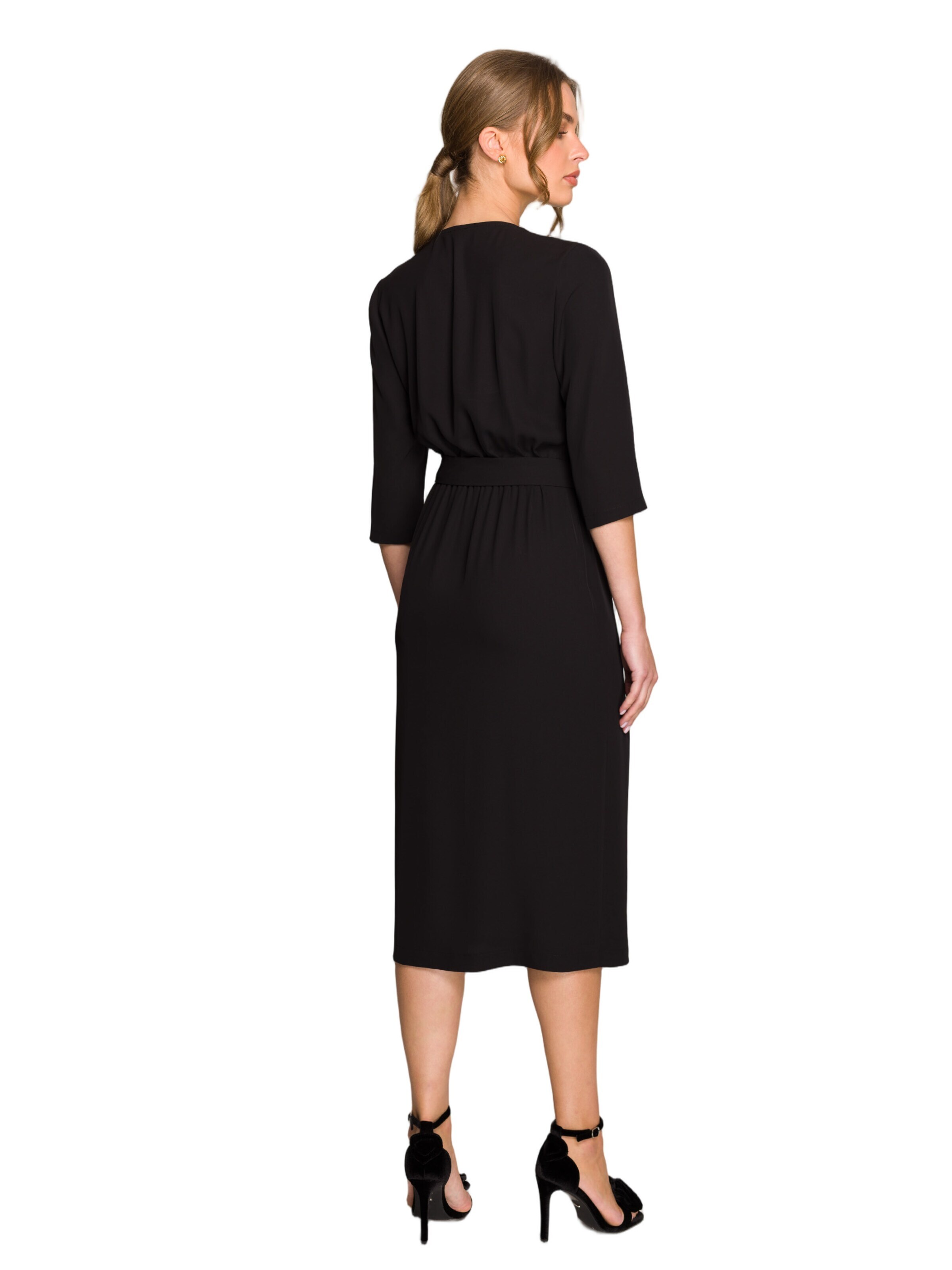 Rochie 'Sukienka z kopertowym motywem' de la Stylove pe negru
