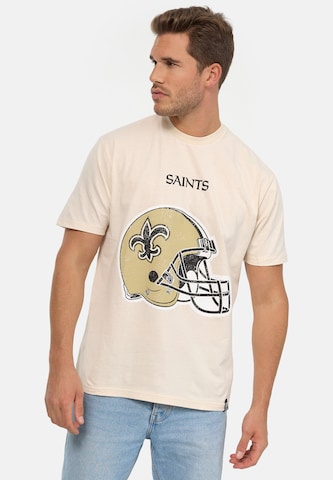 Recovered Shirt 'NFL Saints Helmet Relaxed' in Beige