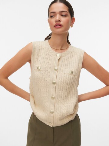 VERO MODA Knit Cardigan in Beige: front