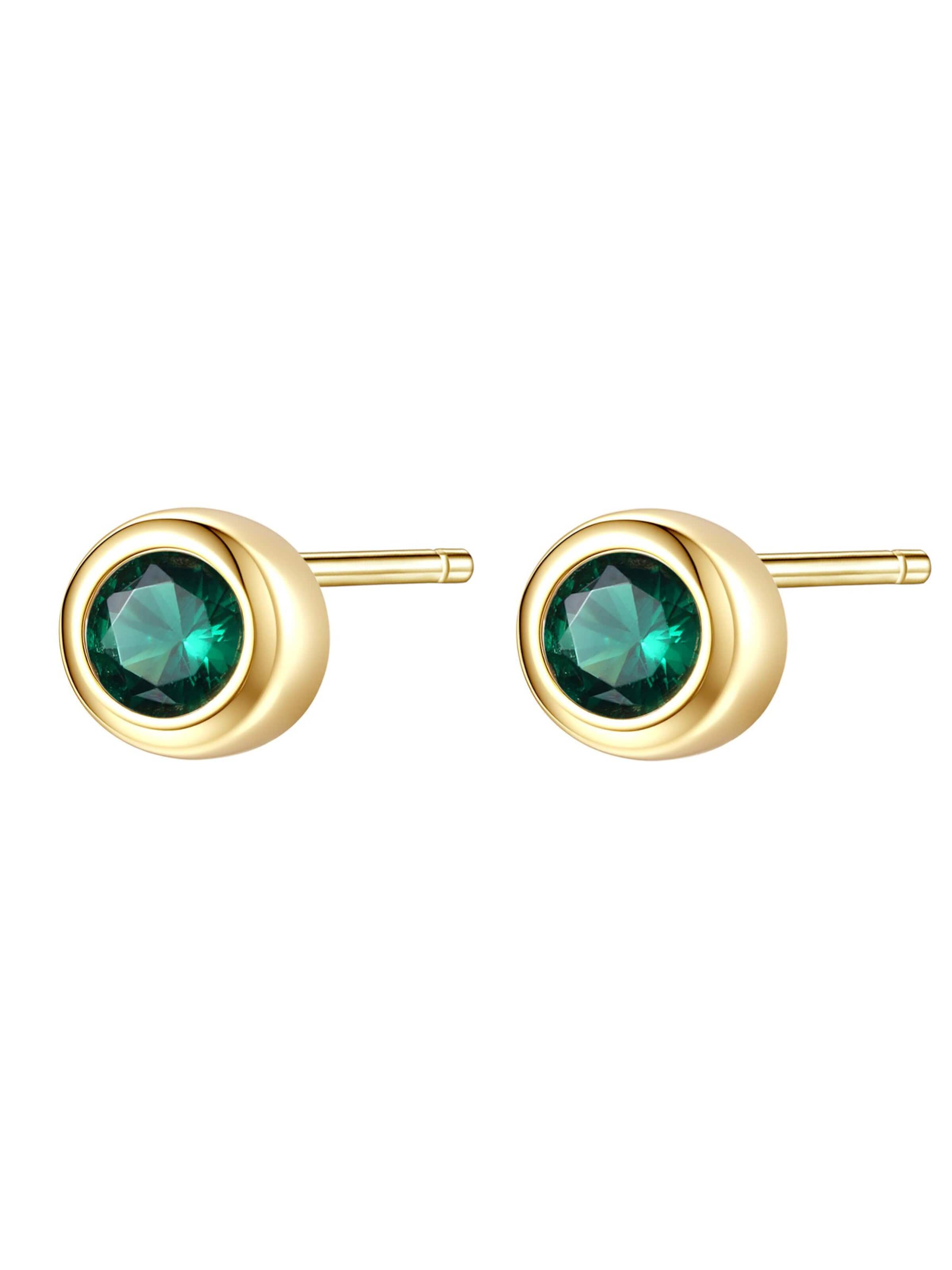 Orecchini 'Emerald Bezel Cubic Zirconia' di Hey Happiness in oro