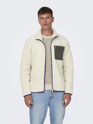 Only & Sons Fleece jas in Zilver: voorkant