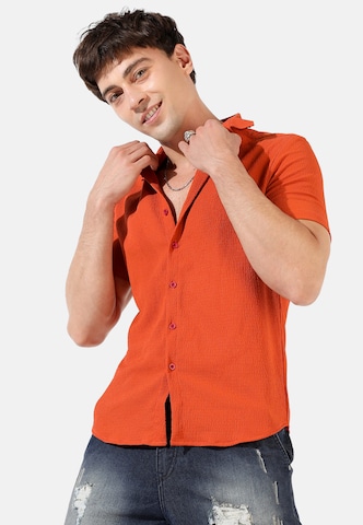 Campus Sutra Regular fit Риза 'David' в червено: отпред