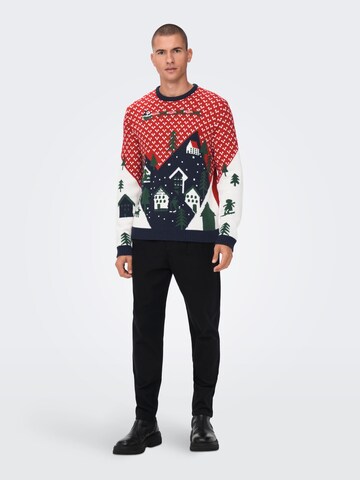 Only & Sons - Pullover 'Xmas' em vermelho