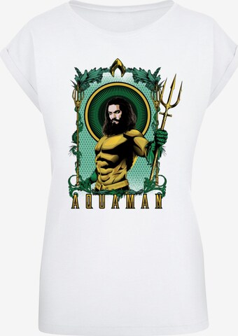 ABSOLUTE CULT Shirt 'Aquaman - Trident' in Wit: voorkant