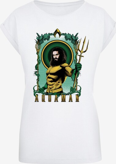 ABSOLUTE CULT T-shirt 'Aquaman - Trident' en jaune d'or / jade / noir / blanc, Vue avec produit