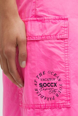 Soccx Midirock im Cargo-Stil mit Elastikbund in Pink