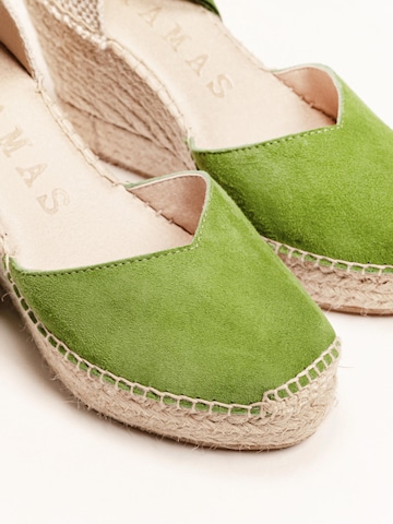 Alhamas Sandaal 'Alpargata Cuña 10 cm' in Groen