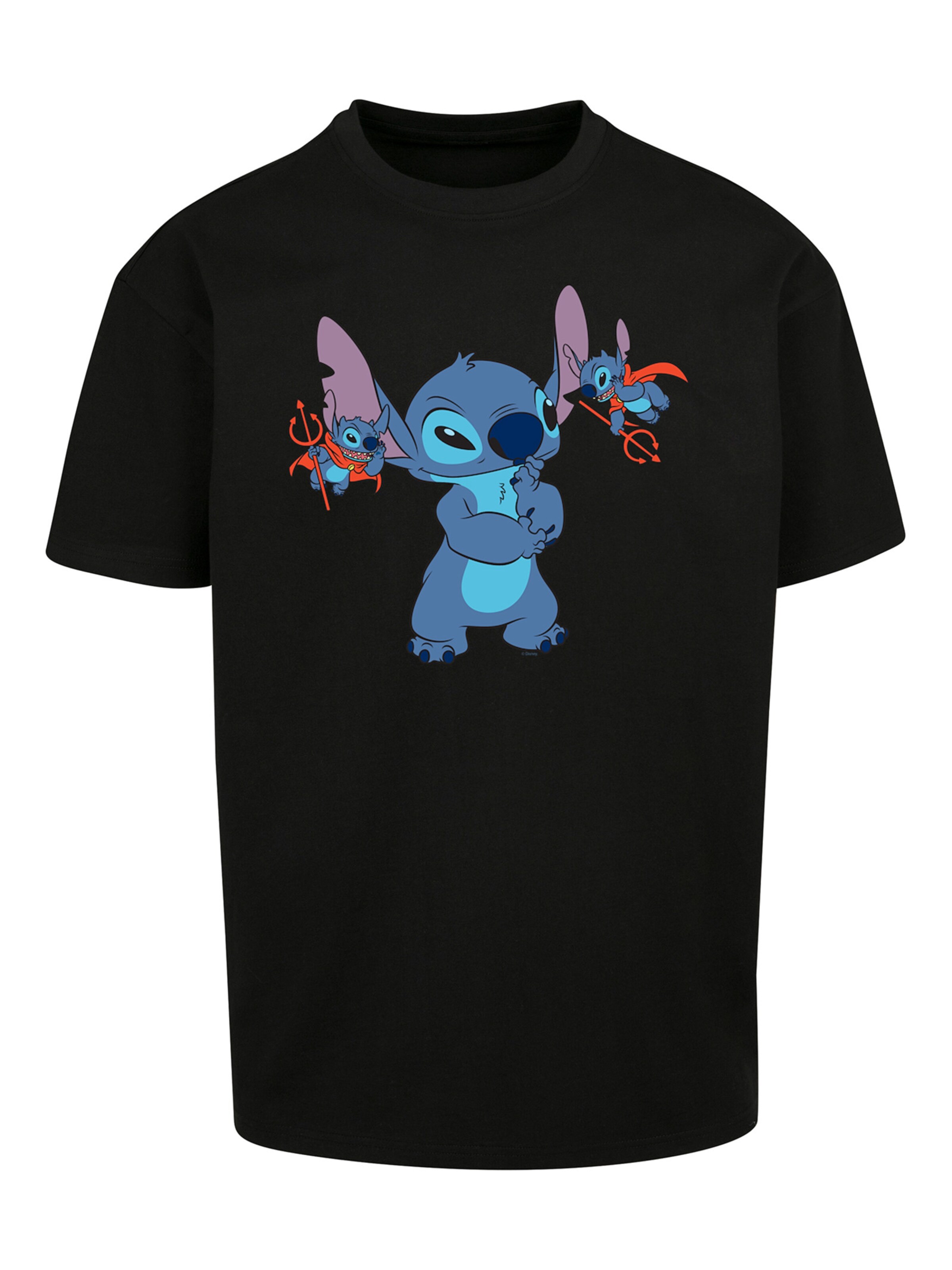 T-Shirt 'Disney Lilo And Stitch Little Devils' F4NT4STIC en noir : devant