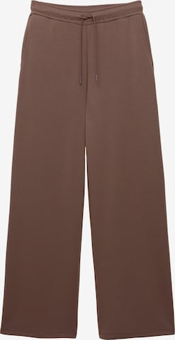 Pull&BearWide Leg/ Široke nogavice Hlače - smeđa boja: prednji dio