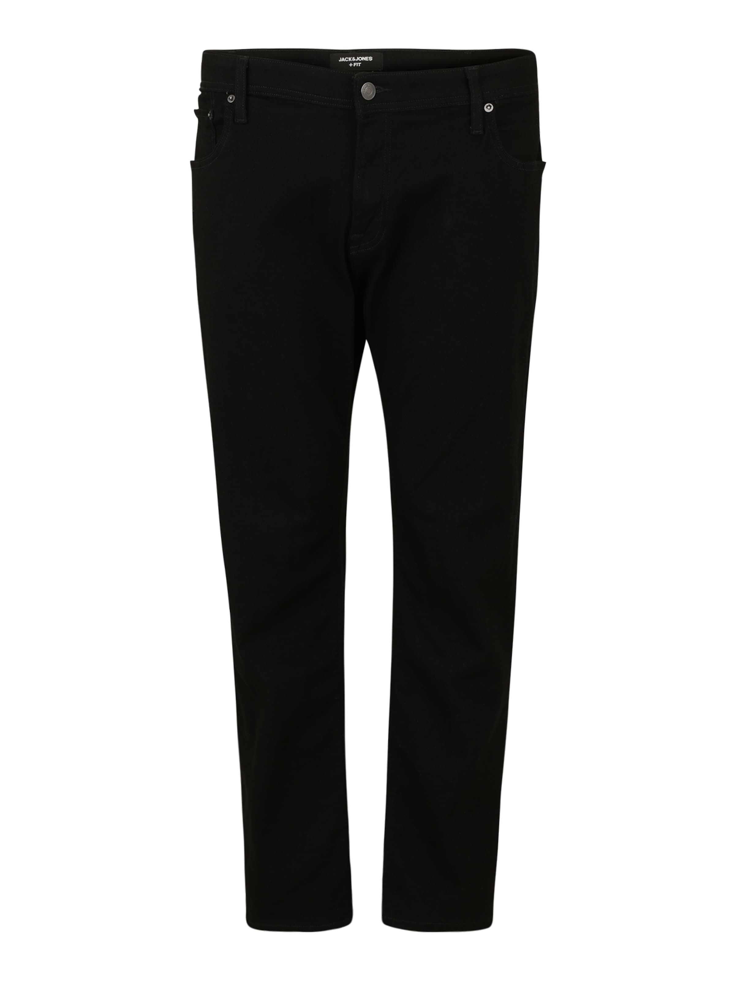 Jack & Jones Plus Слим фит Дънки 'JJIGlenn JJOriginal' в черно: отпред