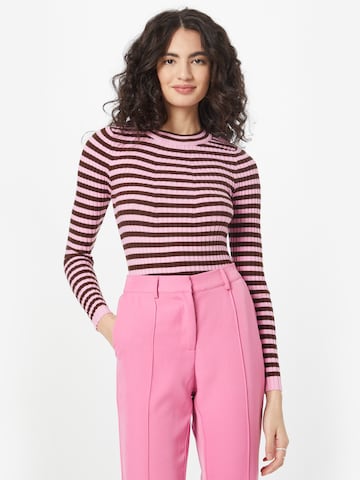 PIECES Pullover 'CRISTA' in Braun: Vorderseite