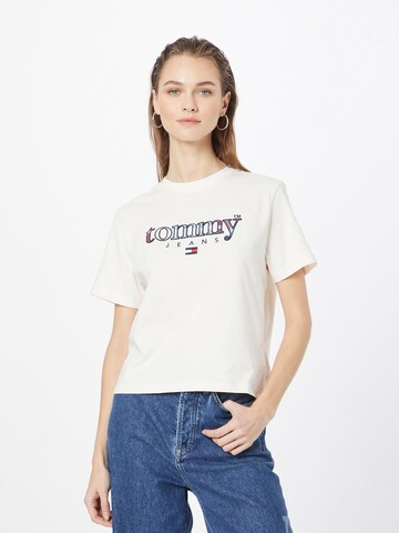 Tricou 'Tartan' de la Tommy Jeans pe alb: față