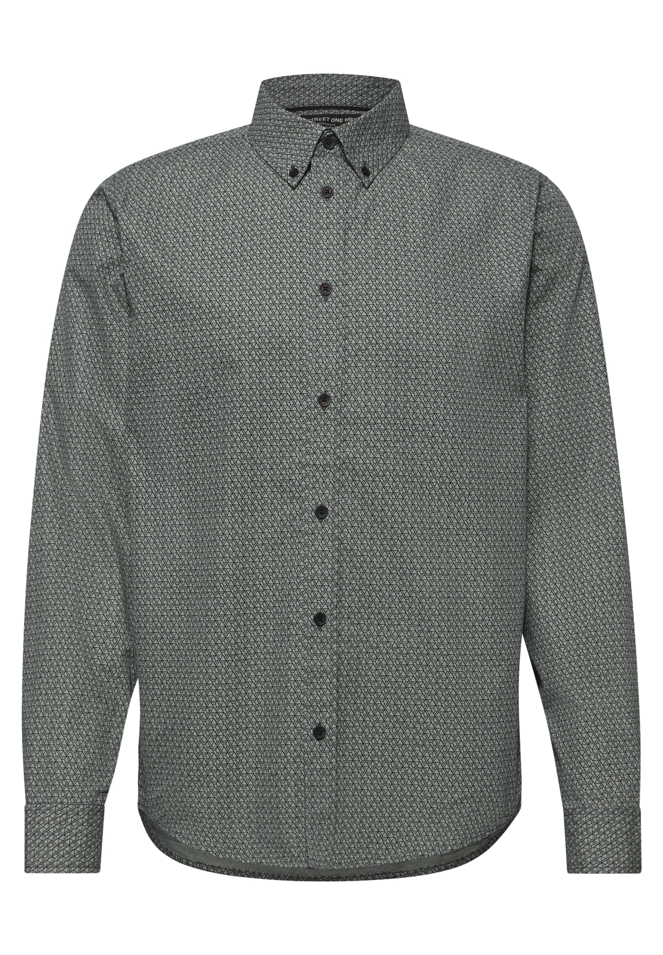 Street One MEN Regular fit Button Up Shirt 'Popeline' in Grey: front