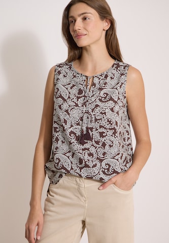 CECIL Blusentop mit Split Neck und Print in Braun: Vorderseite