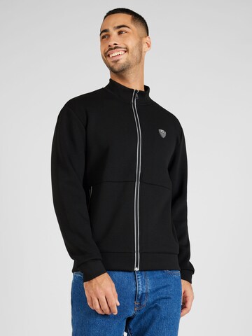 EA7 Emporio Armani Zip-Up Hoodie in Black: front