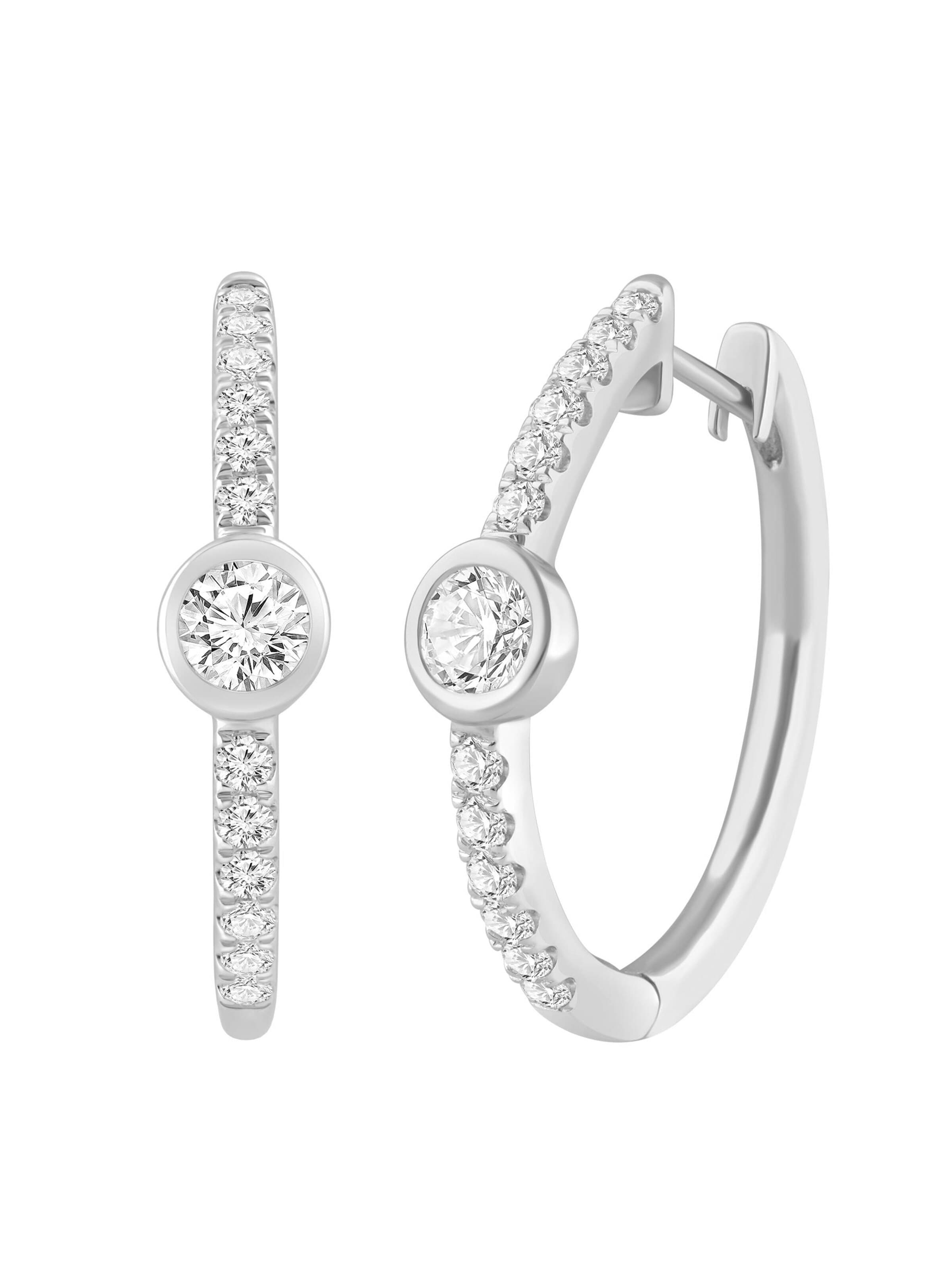 ETHISHER DIAMANTEN Ohrringe 'Ohrringe aus 375 Weißgold mit Lab Grown Diamant'‌‌‌‌‌‌‌ in Silber: Vorderseite