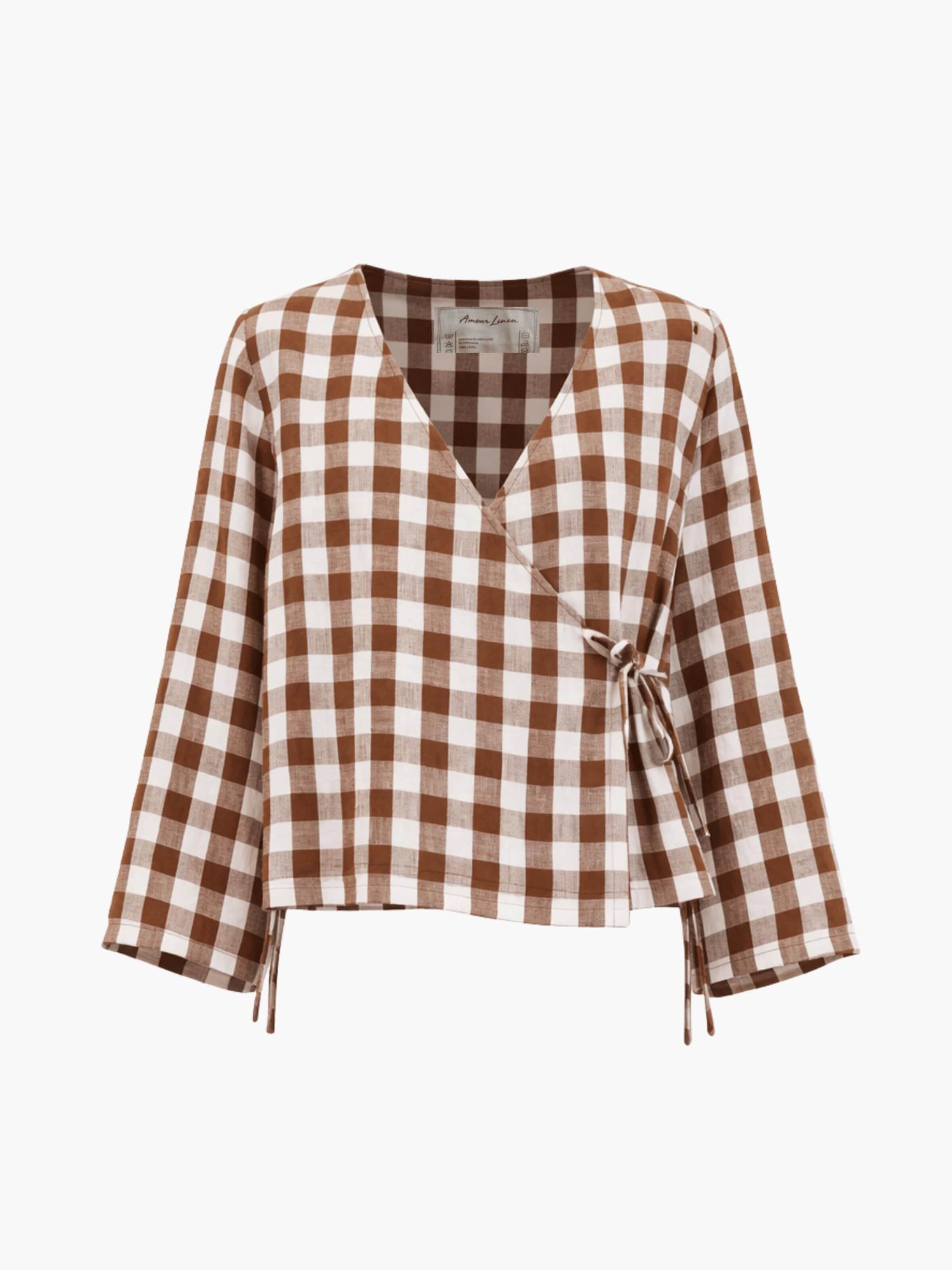 AmourLinen Blouse 'Adele' in Brown: front