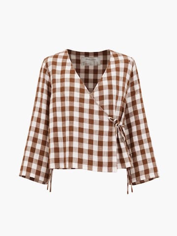 AmourLinen - Blusa 'Adele' en marrón: frente