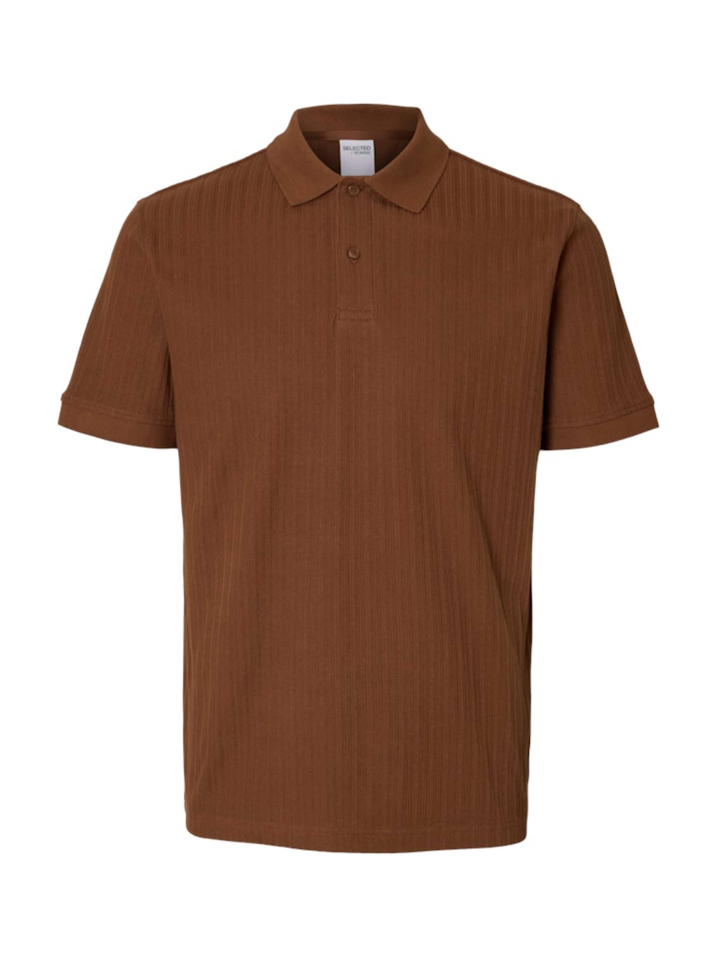 SELECTED Shirt 'SLHLevi' in Brown: front