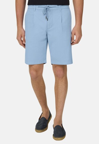 Boggi Milano Regular Bandplooibroek in Blauw: voorkant