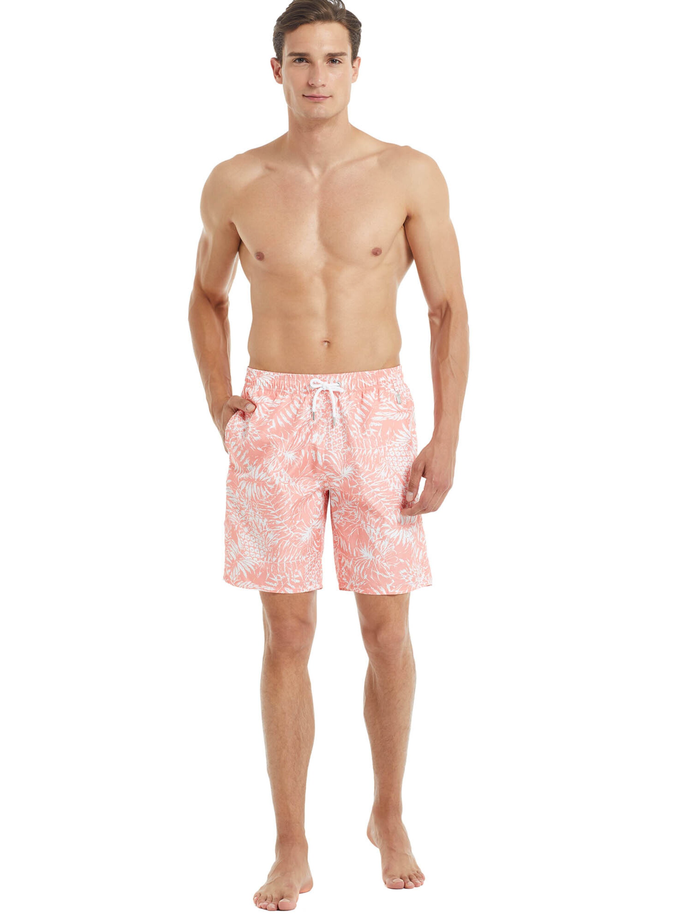 Blackspade Badeshorts ' Long Leg Print  ' in Orange: Vorderseite