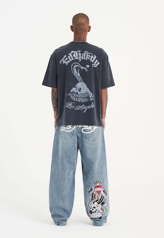 Ed Hardy T-shirt 'Schlange und Schädel' in Grau
