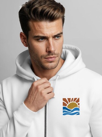 Neverless Zip-Up Hoodie 'Sun Wave Batch' in White
