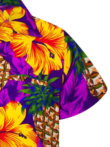 King Kameha Shirt 'Pineapple Hibiscus' in Purple
