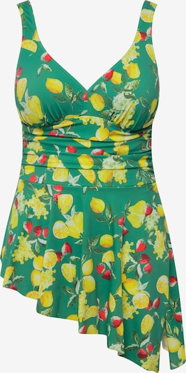 Ulla Popken Badeanzug in gelb / grün / dunkelpink, Produktansicht