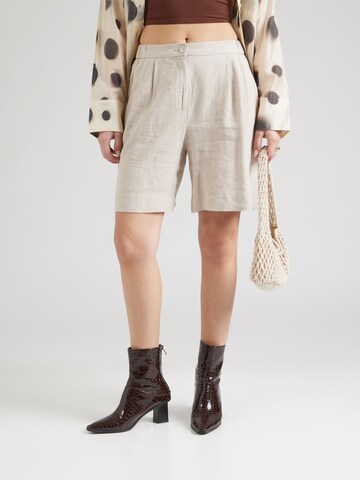 MSCH COPENHAGEN Regular Bandplooibroek 'Pennie Ginia' in Beige: voorkant