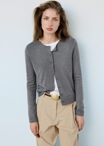 MANGO Gebreid vest 'LUCCA' in Grijs: voorkant