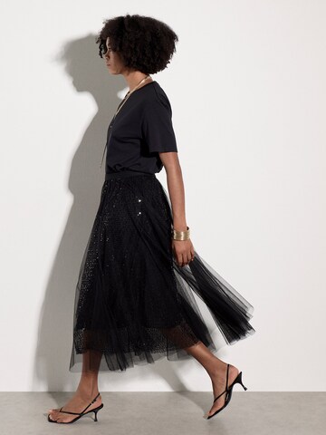 Apricot Sequin Tulle Midi Skirt ' Tüllrock ' in Schwarz