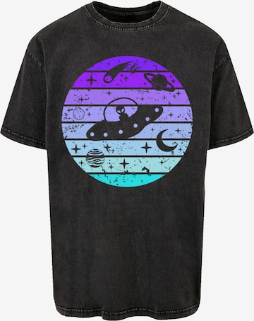 F4NT4STIC Shirt 'Retro Alien Weltraum Sonnenuntergang' in Black: front