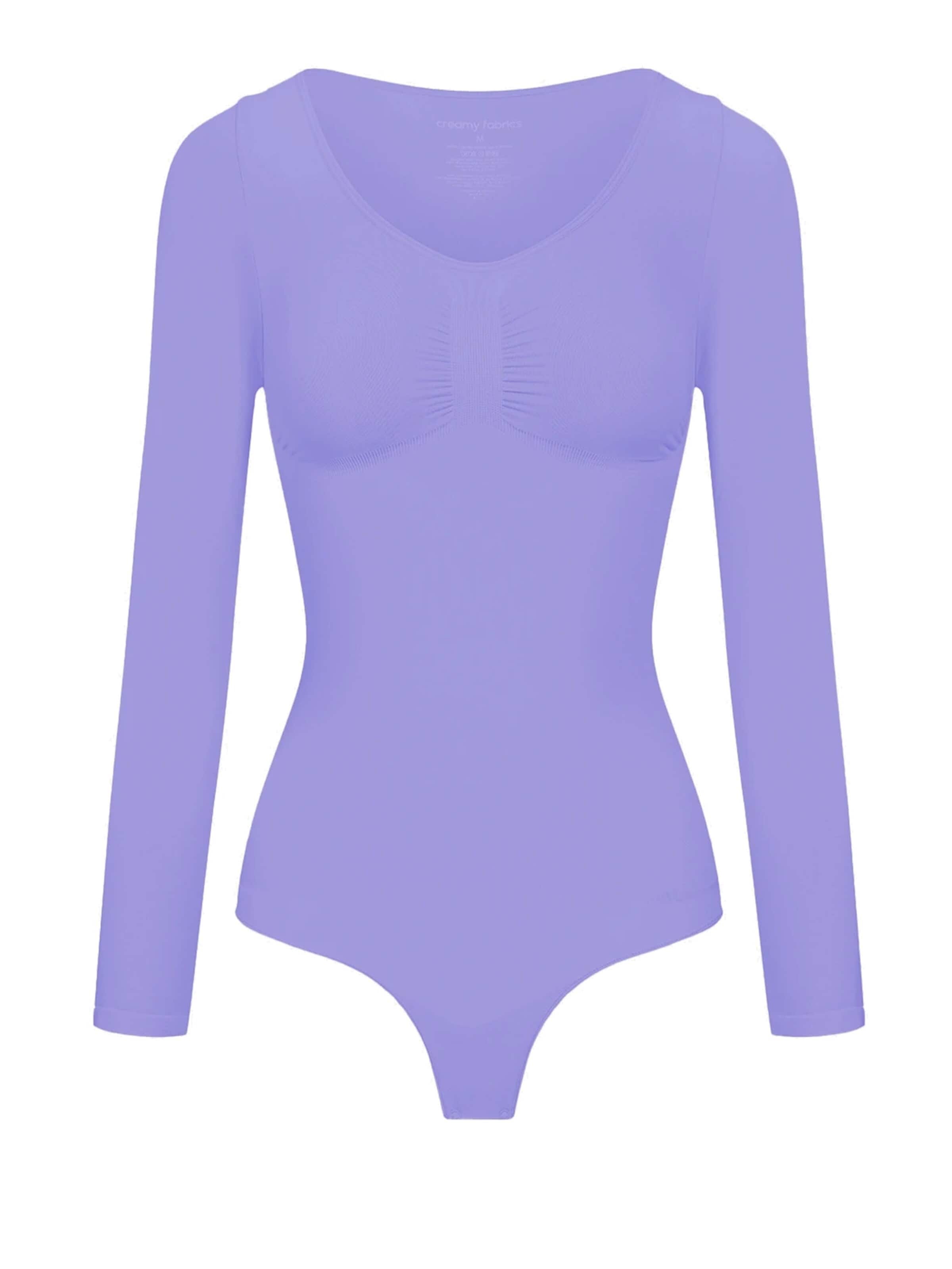 cfab - Body moldeador 'Bodysuit Sculpting Shapewear Longsleeve mit String' en lila: frente