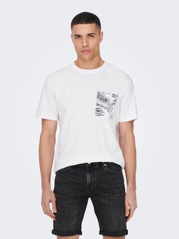 T-Shirt 'Perry' Only & Sons en blanc : devant