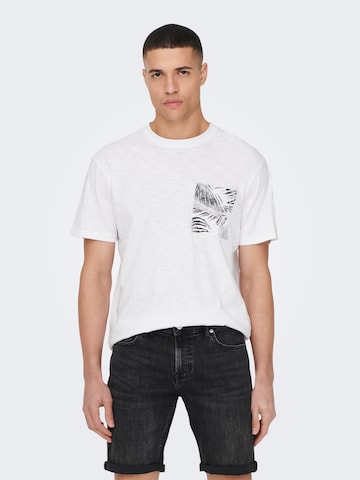 T-Shirt 'Perry' Only & Sons en blanc : devant