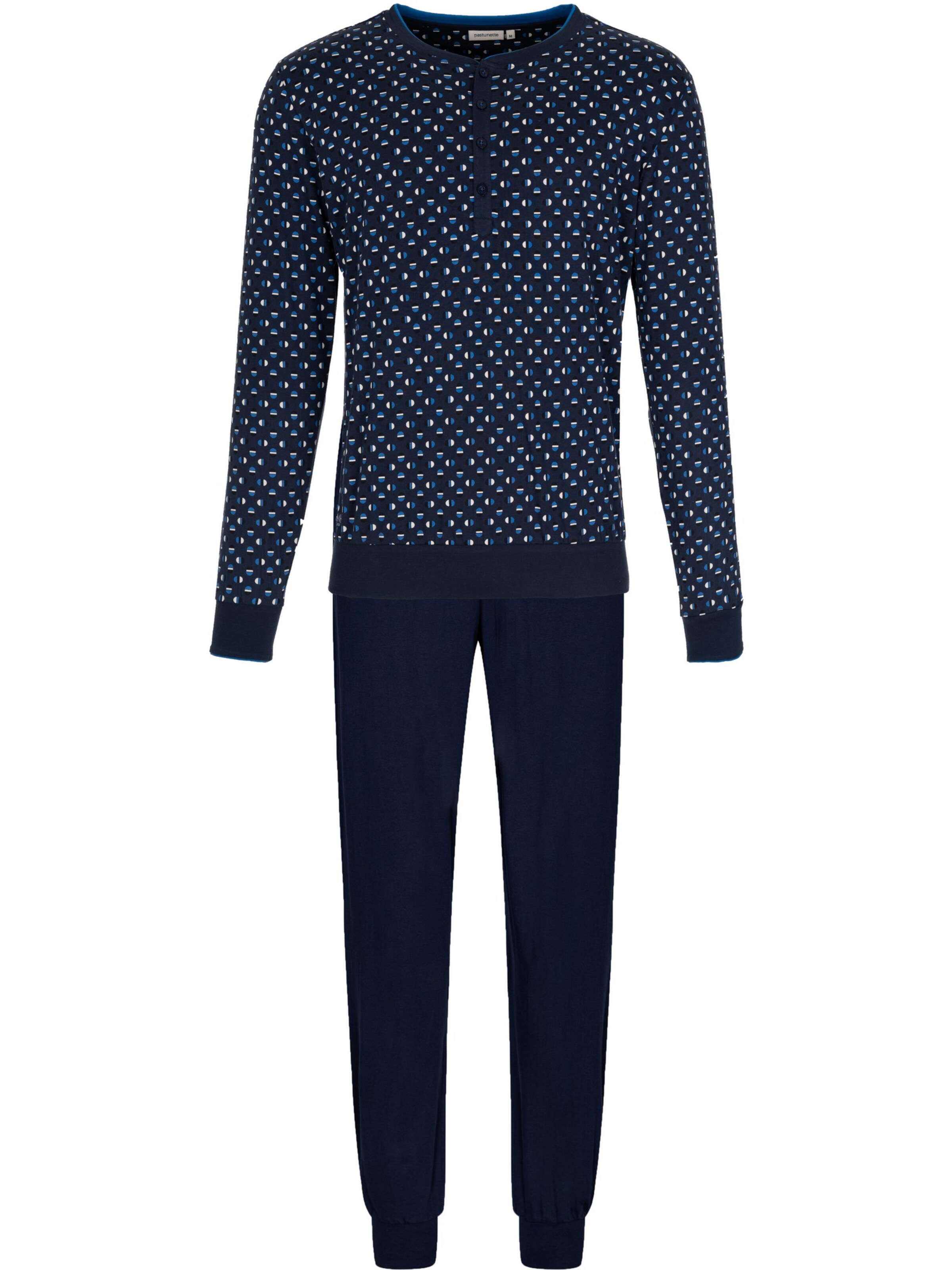 Pastunette Pyjama lang 'Blue Draft' in Blauw